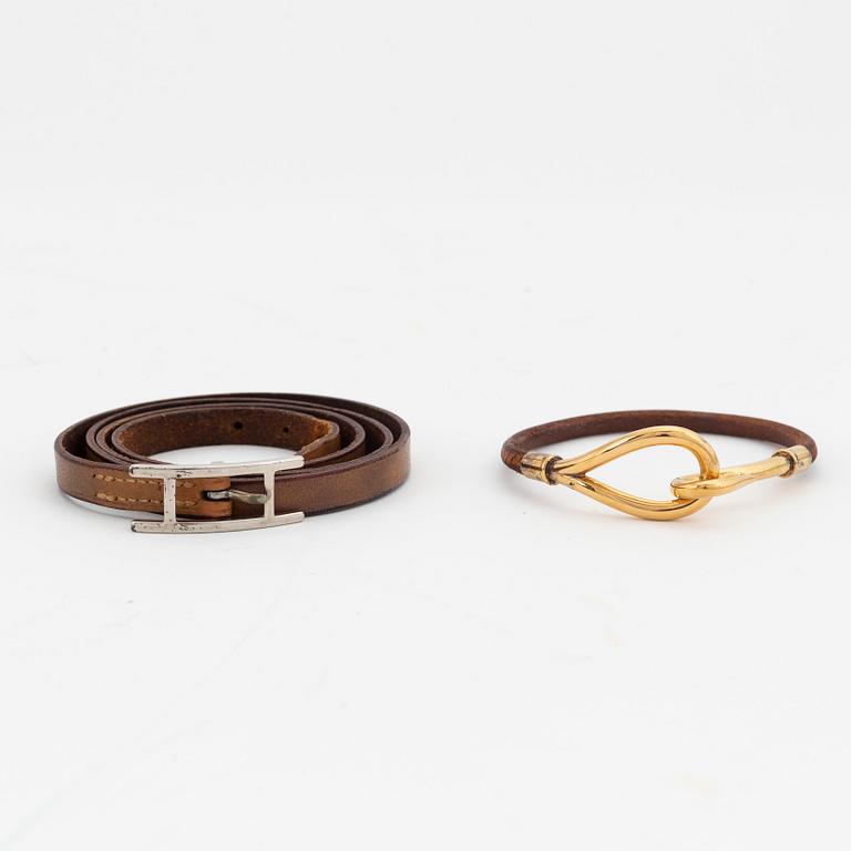 Hermès, two leather bracelets.