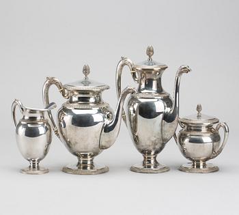 A 20th century silver four piece tea service, unknown makers mark weight ca 1743 gr.