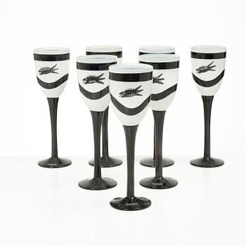 Ulrica Hydman-Vallien, wine glasses, 7 pcs, Kosta Boda.