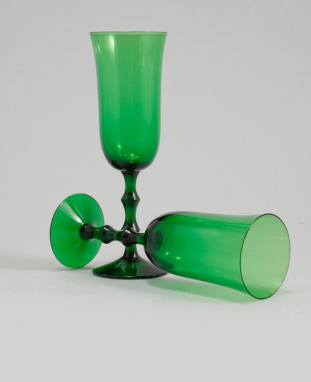 GLAS, 10 stycken, "Salut" Simon Gate, Orrefors, omkring 1900-talets mitt.