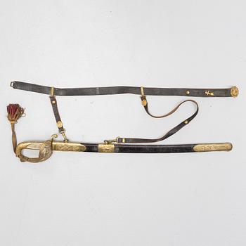 A Danish navy officer's sword, 1849 pattern with scabbard.