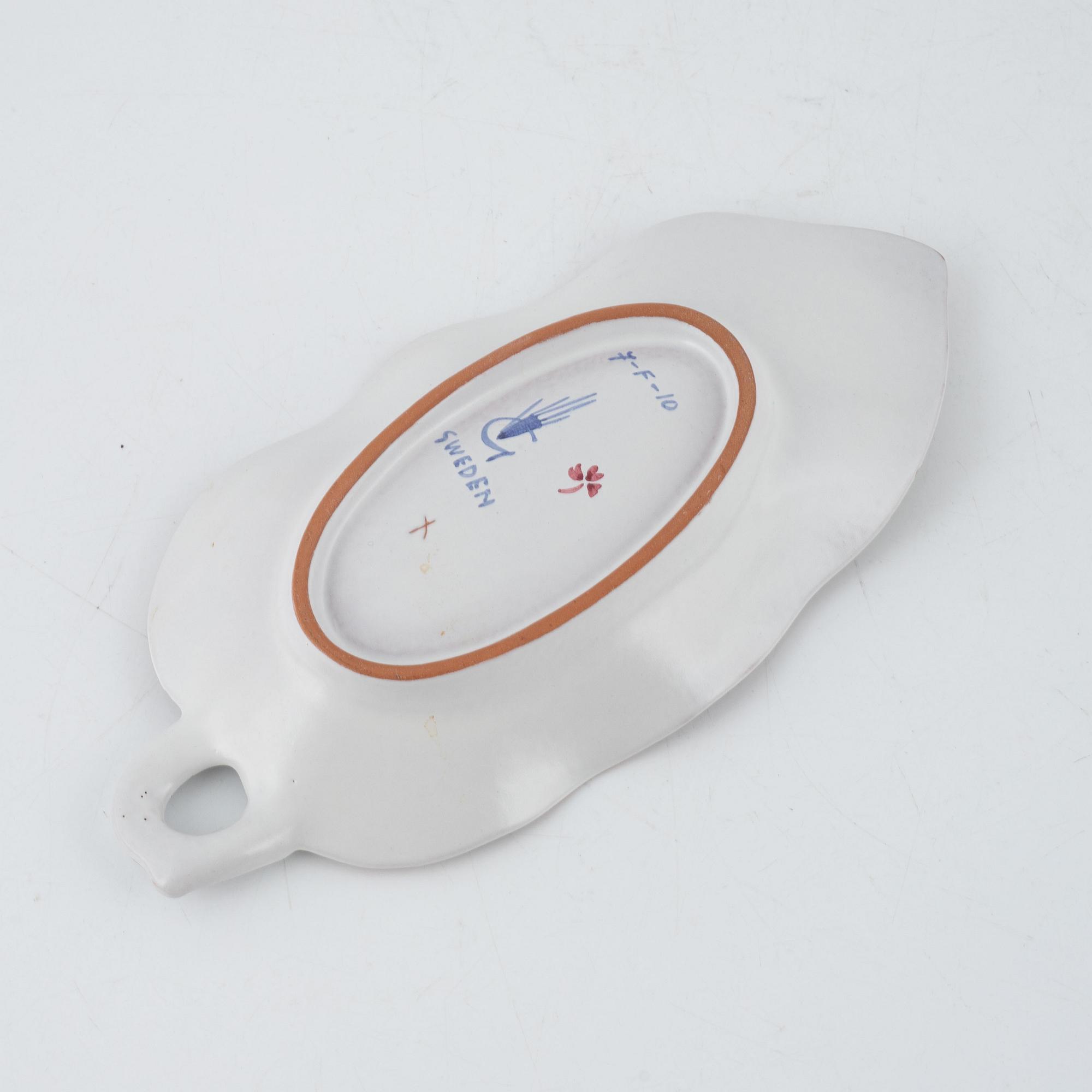 Stig Lindberg, 2 fat, skål samt vas, fajans, Gustavsberg Studio.