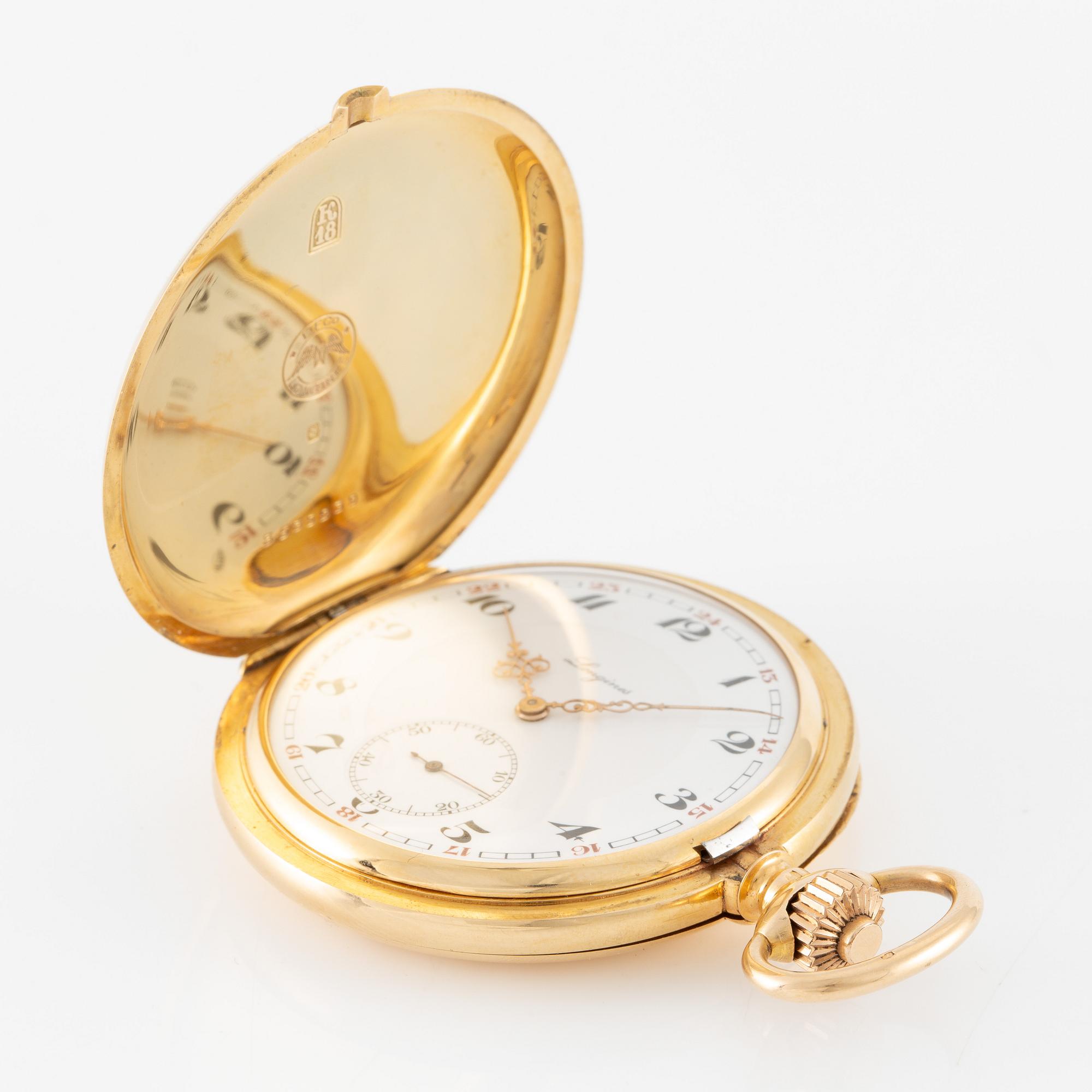 Longines, fickur, 18K guld, savonett, 53 mm.