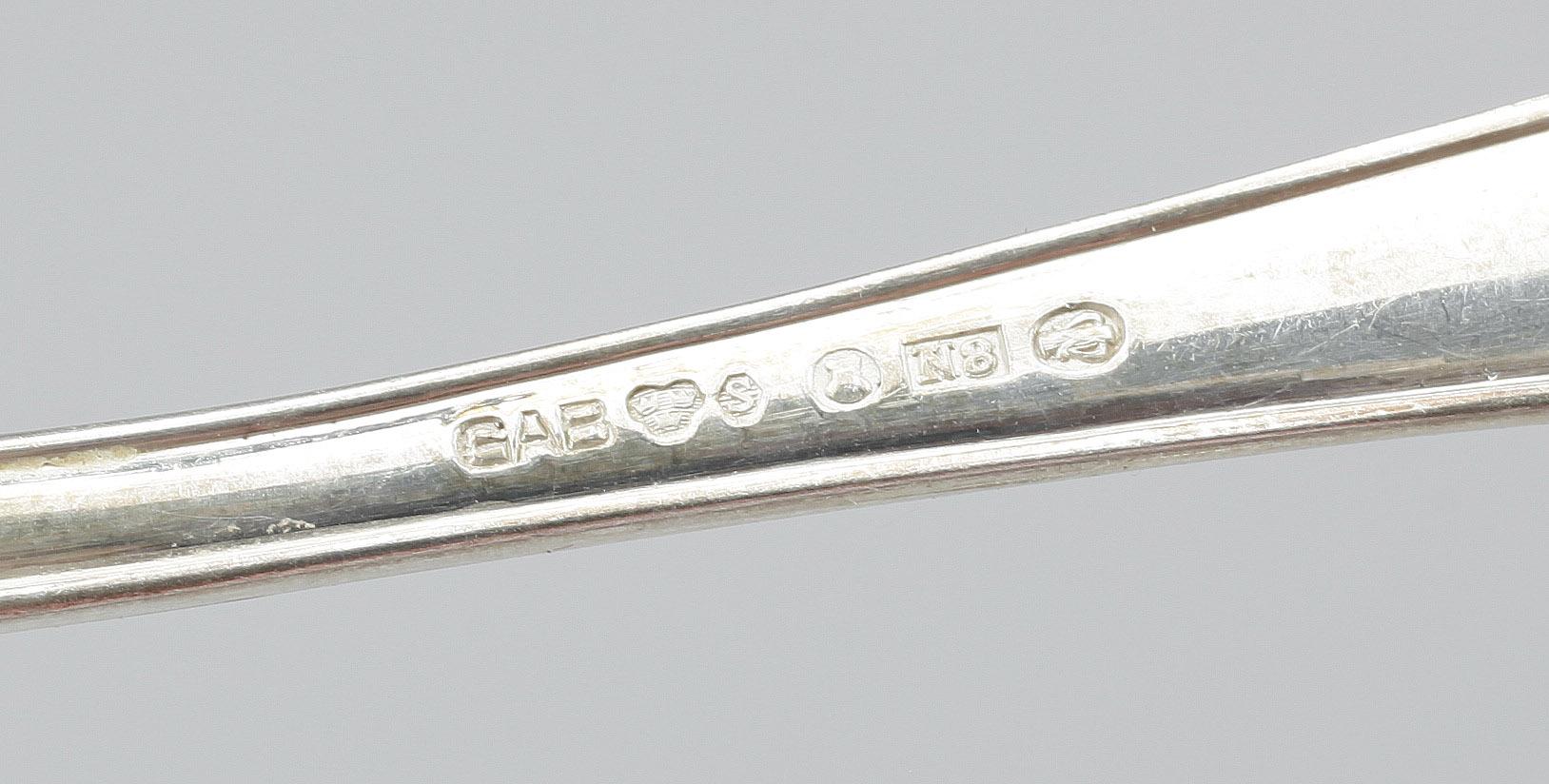 PARTI SKEDAR, silver, 24 delar, GAB, Stockholm, 1900-tal. Vikt ca 338 gram.