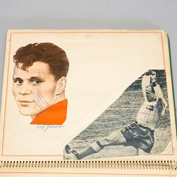 SAMLING FOTBOLLSAUTOGRAFER, bla Ryska landslaget -64, Benfica, Nacka Skoglund, Prawitz Öberg, 1960-70-tal.