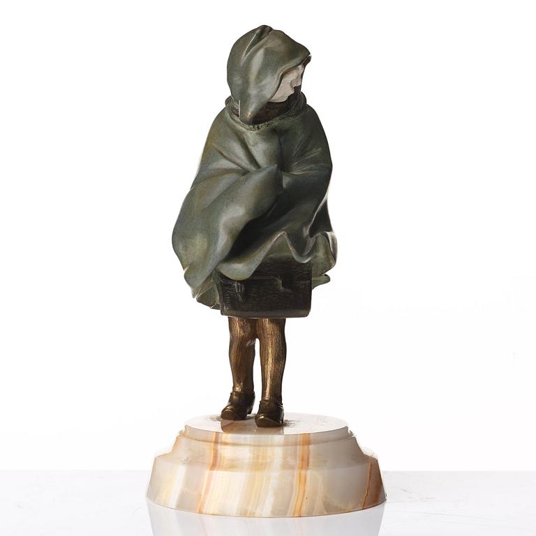 Demetre Chiparus, a "Hooded cloak" patinated bronze and ivory sculpture, Paris 1920's.