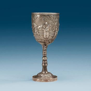1468. A silver goblet, makers mark, presumably Wing Chung, Hong Kong, 19th Century.