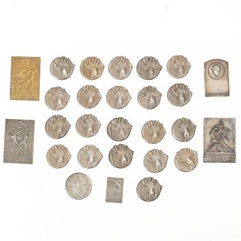 Plaques, 27, silver, Sweden and Great Britain, first half of the 20th century.