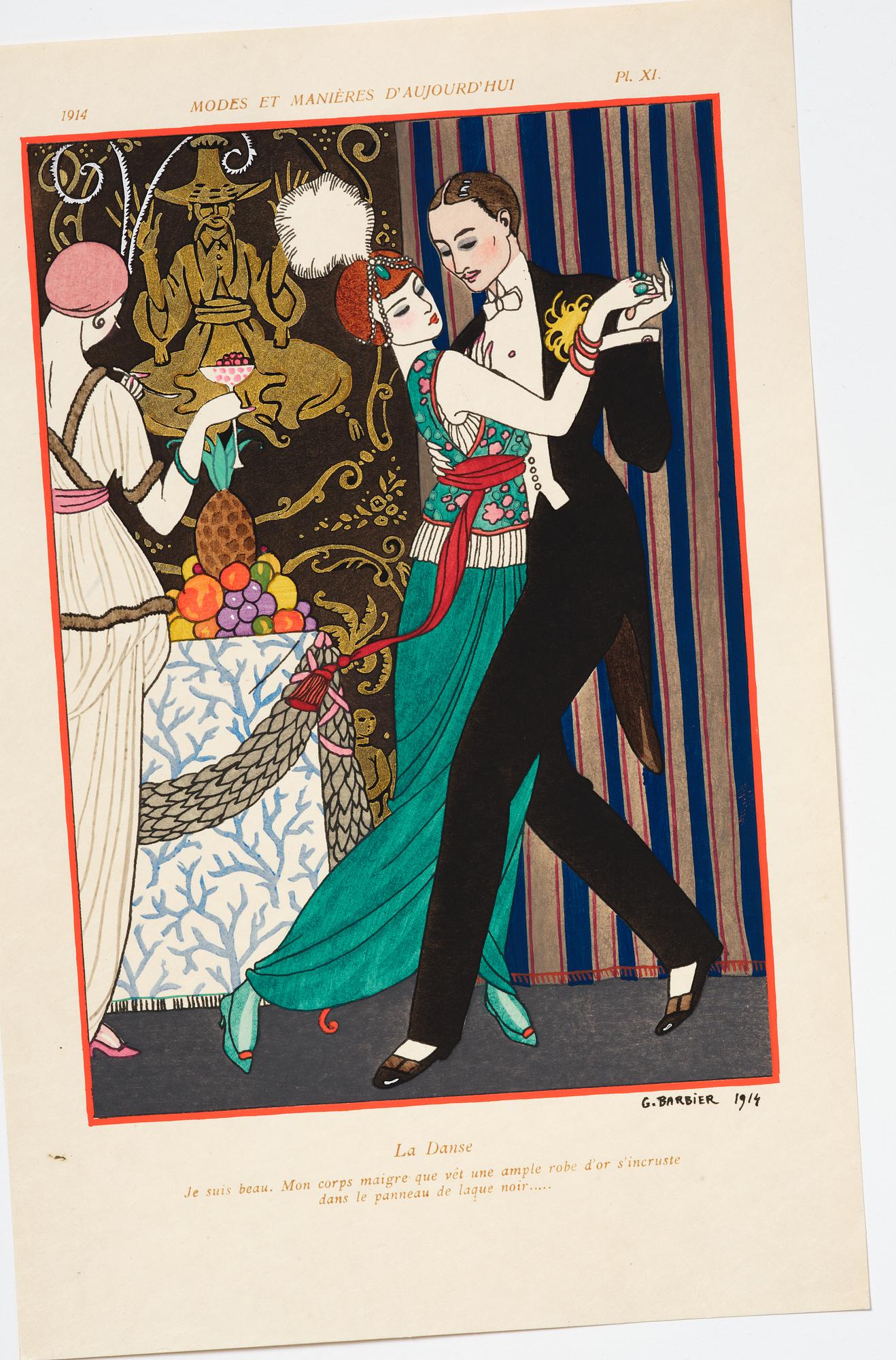 George Barbier, mapp med originalteckning och planscher, "Modes et Manières d'Aujourd'Hui (3e Année)", Frankrike, 1914.
