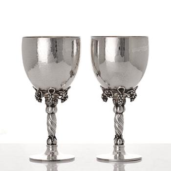 Georg Jensen, a pair of sterling silver wine glasses, Copenhagen 1988 & 1996, design nr 263.