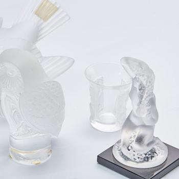 FIGURINER, 8 st, Lalique, glas, 1900-talets andra hälft.