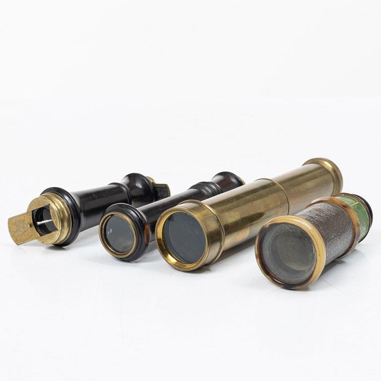Four pocket spyglasses. 18th and 19th century.