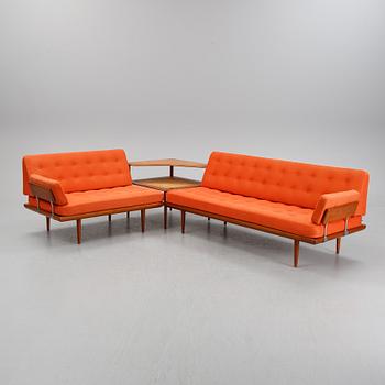 Peter Hvidt & Orla Mølgaard Nielsen, hörnsoffa med bord, 3 delar, "Minerva", France & Son, Danmark, 1950/60-tal.