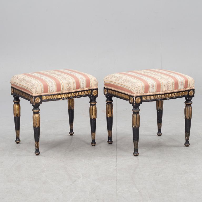 A pair of late Gustavian circa 1800 stools.