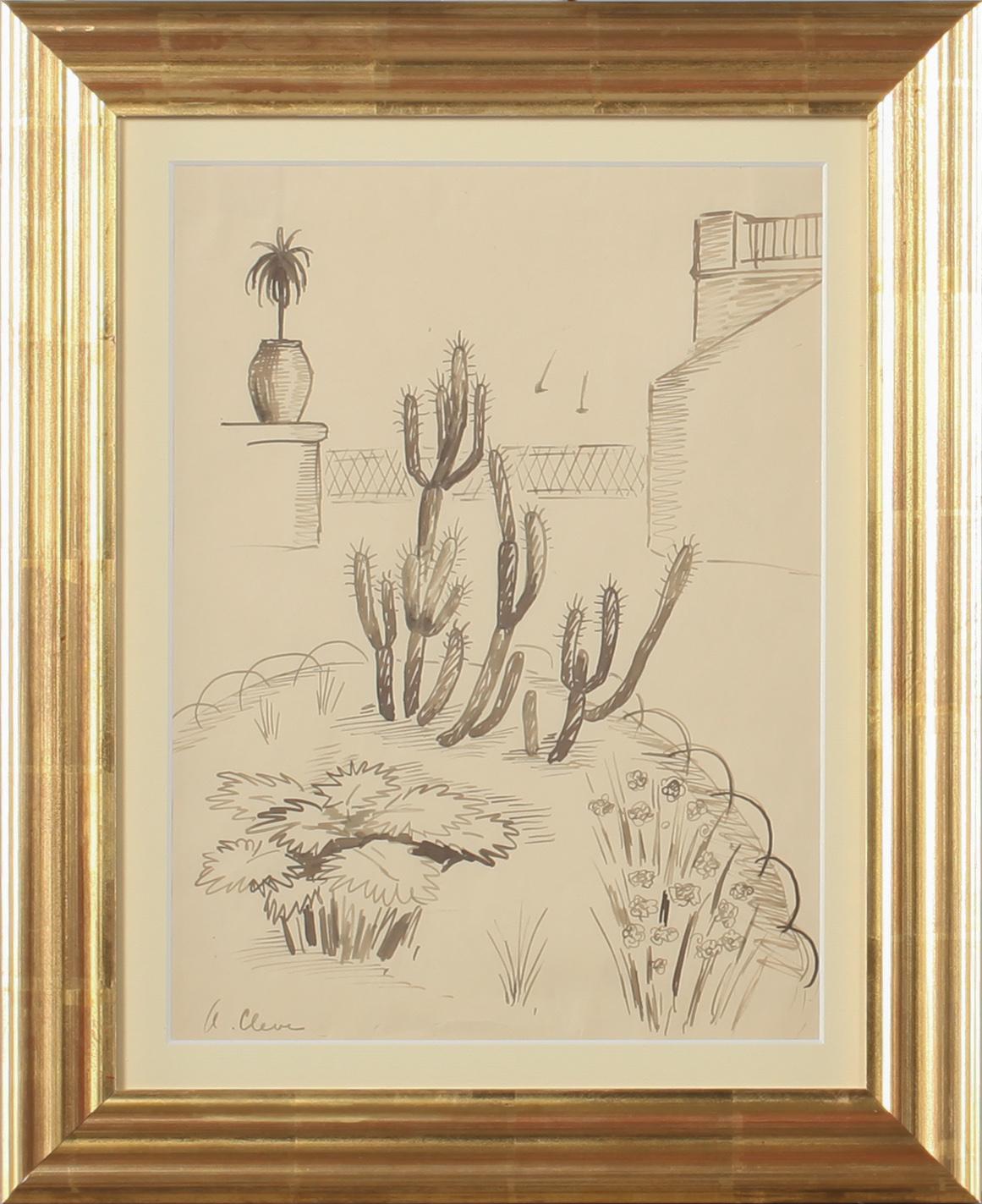 AGNES CLEVE, akvarell/tusch, signerad.