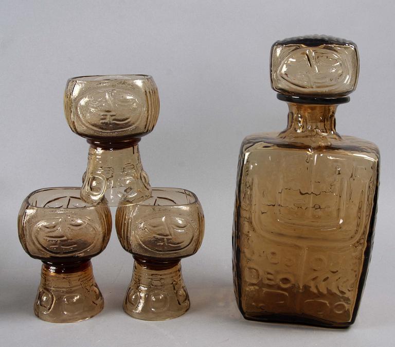 PARTI GLAS, 9 delar, Erik Höglund, Boda glasbruk.