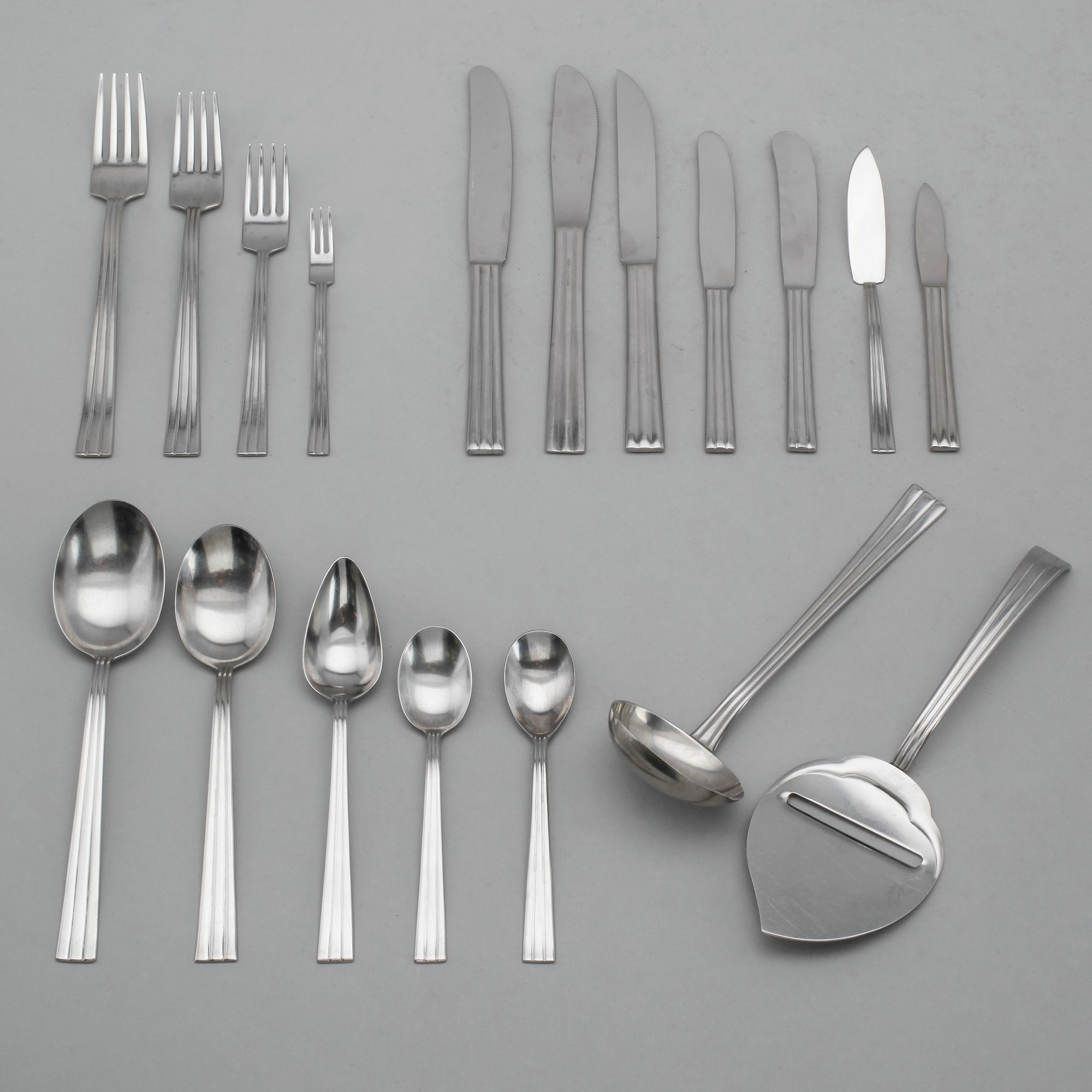 BESTICK, 80 delar, rostfritt stål, "Thebe", Folke Arström, Gense.