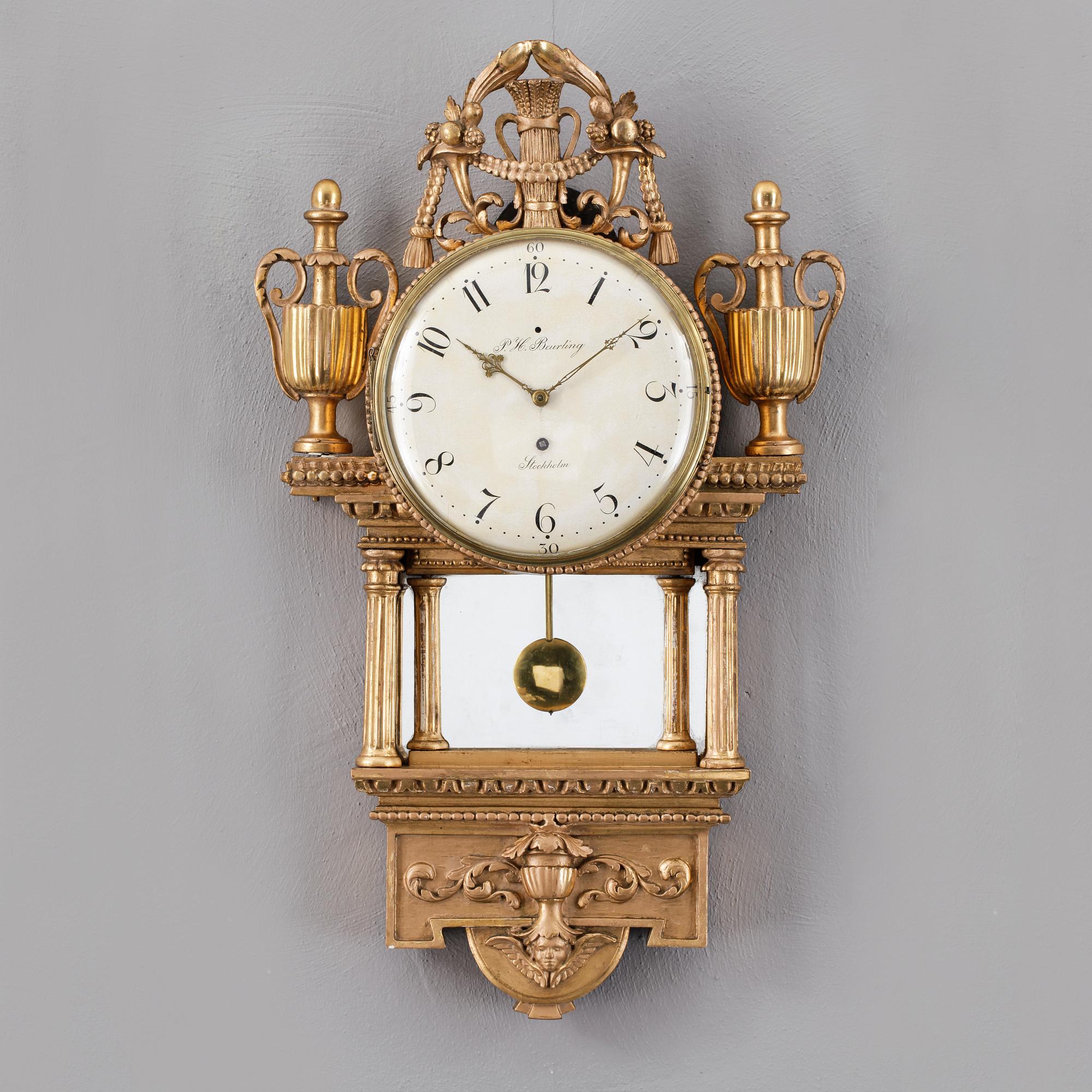 VÄGGPENDYL, sengustaviansk, Per Henrik Beurling, verksam 1783-1806 i Stockholm.