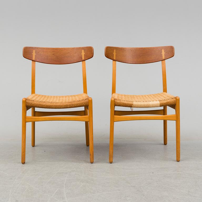 HANS J WEGNER, stolar, 8 stycken, "CH-23", "Spisestolen", Carl Hansen & Son, Danmark, 1900-talets andra hälft.