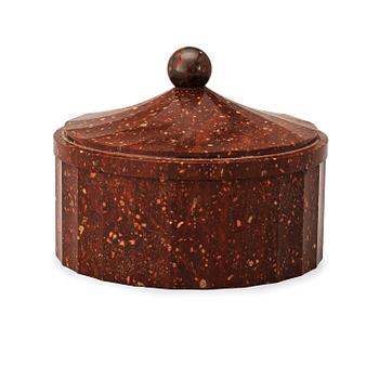 1499. A Swedish Empire 19th century porphyry butter box.