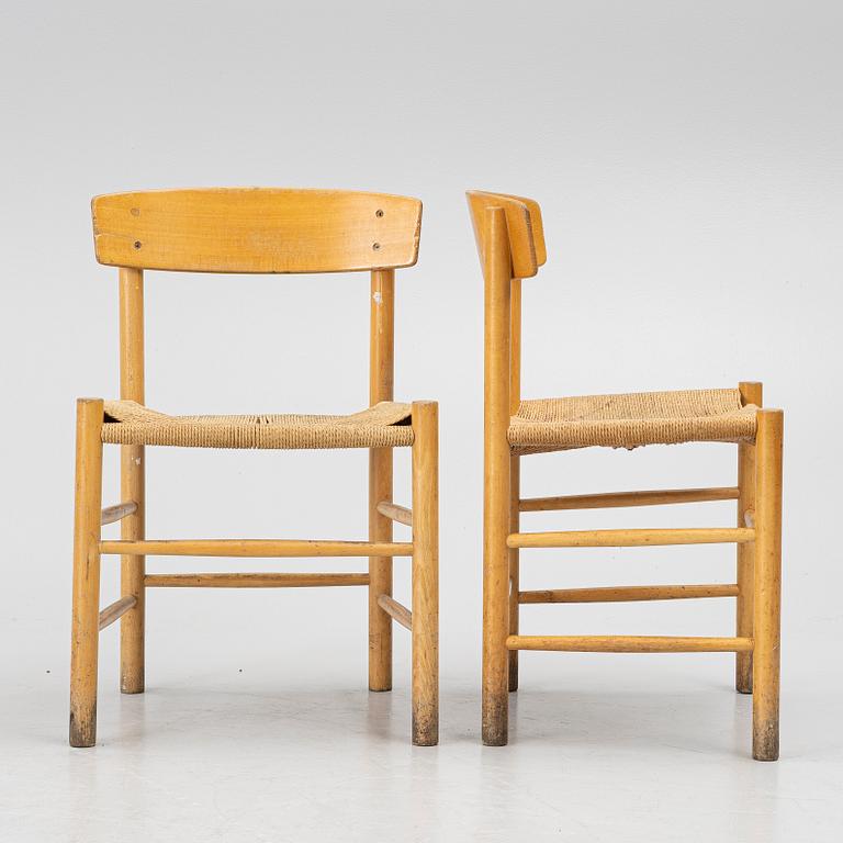 Børge Mogensen, 4 chairs, model J39. Fredericia Furniture Factory, Denmark.