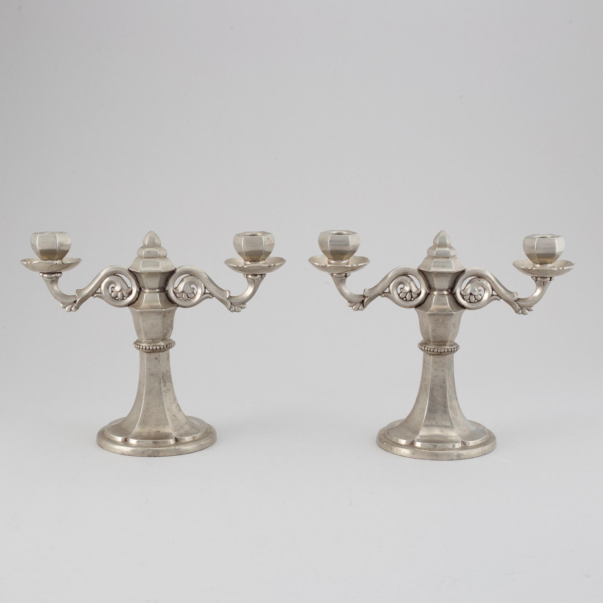A pair of Gerotin pewter candlesticks, Denmark, first half of the 20th century.