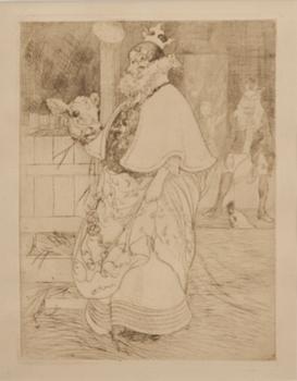 CARL LARSSON, etsning. 1900-talets början. Med Gustav VI Adolfs ägarmärkning.