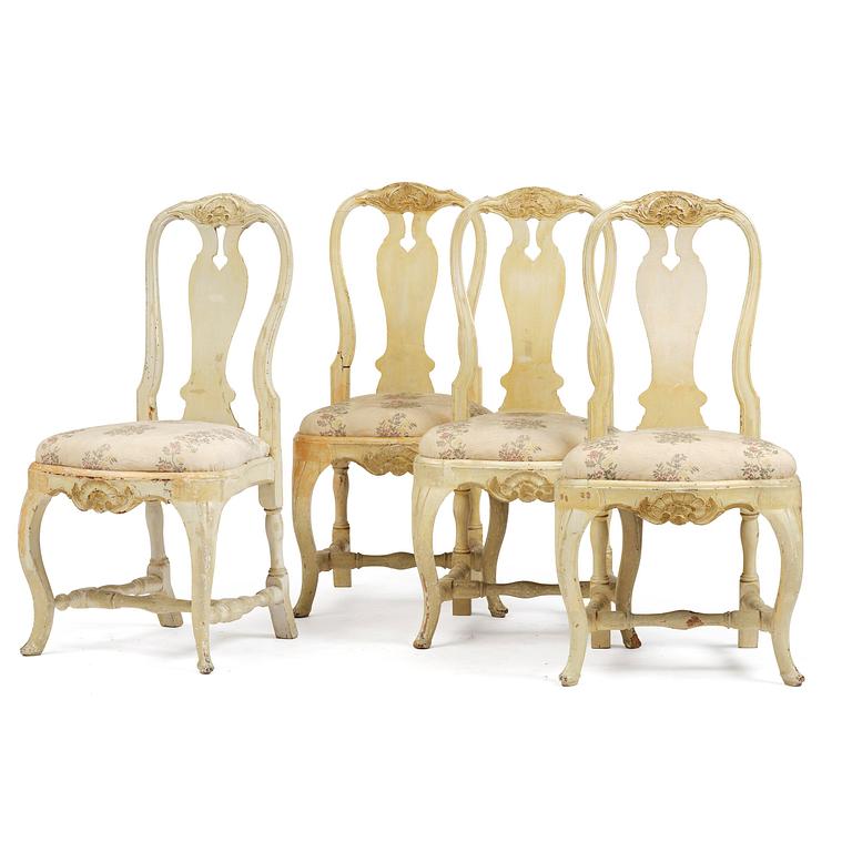 A set of four rococo chairs attributed to J. E. Höglander (master  in Stockholm 1777-1813).