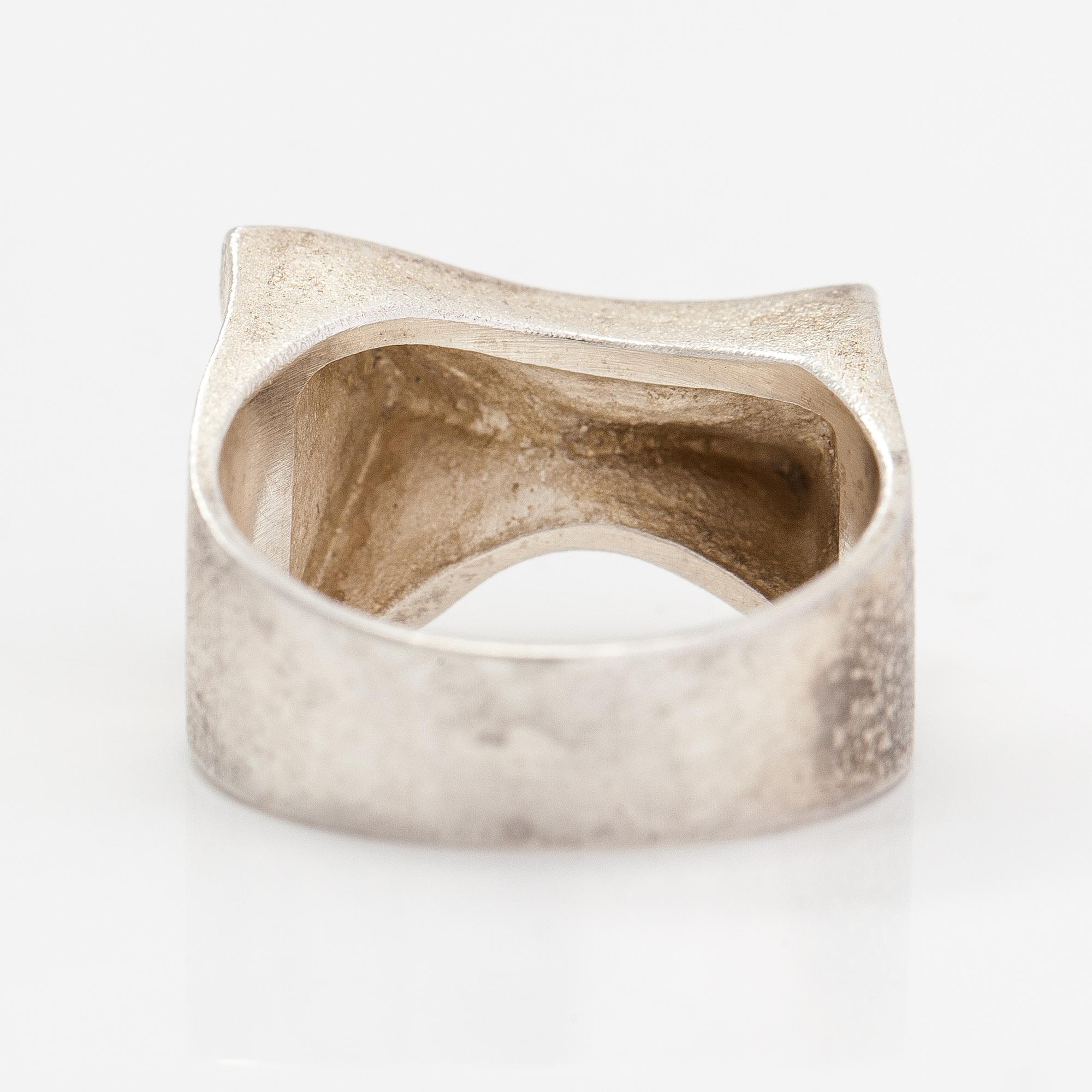 Lapponia, A sterling silver ring, a pair of earrings and a tie pin.