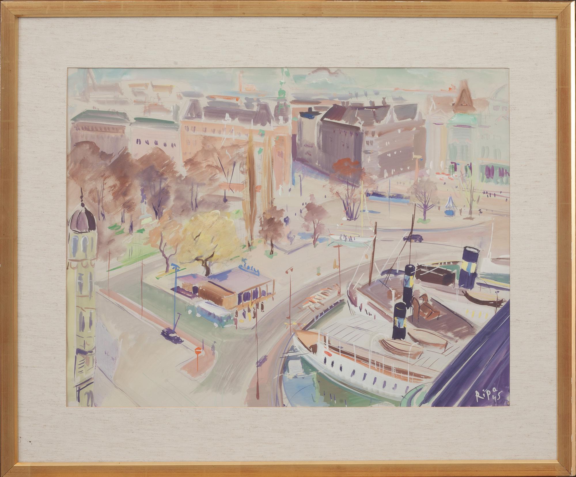 HANS RIPA, gouache. Signerad och daterad -45.