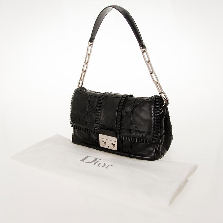 CHRISTIAN DIOR Quilted Ruffle Leather New Lock Flap Bag.