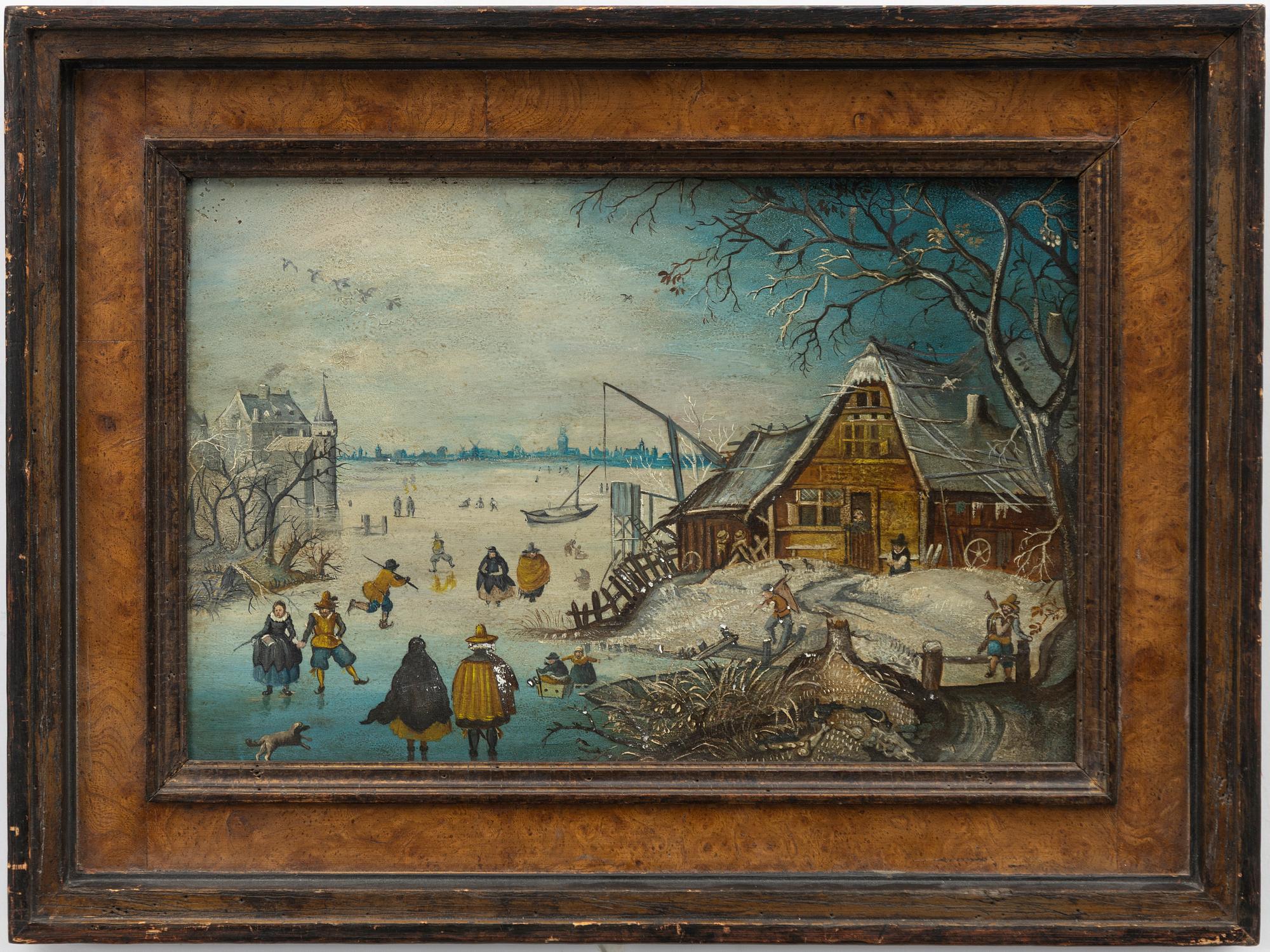 Pieter Brueghel dy, in the manner of, Winter scene with skaters.