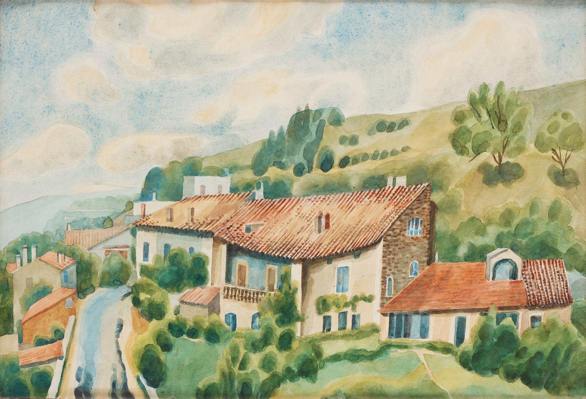 Josef Frank, a watercolour of a Southern European landscape, not signed.