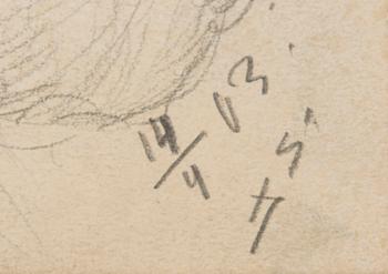 Santeri Salokivi, Teckningar, 5 st, Mansporträtt och Landskap.