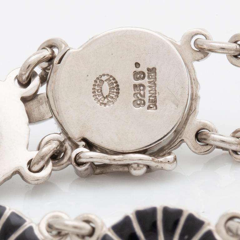 GEORG JENSEN bracelet silver and black enamel, 'Daisy.