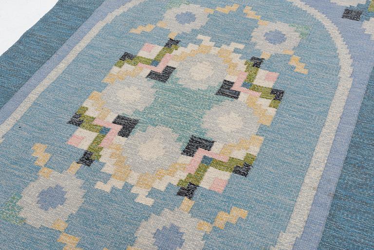 Ingegerd Silow, a carpet, 'Malmsjön' flat weave, c 238 x 166 cm, signed IS.
