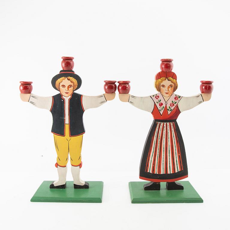 Candelabras/Candle holders 8 pcs 20th century painted wood,