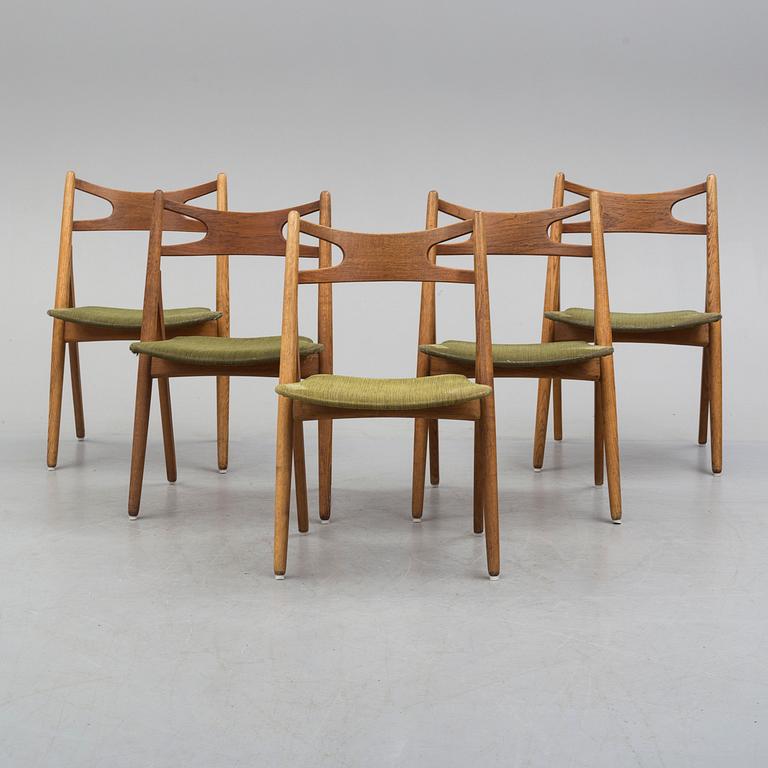 Five model CH-29 chairs by Hans J Wegner,Denmark, mid 20th century.