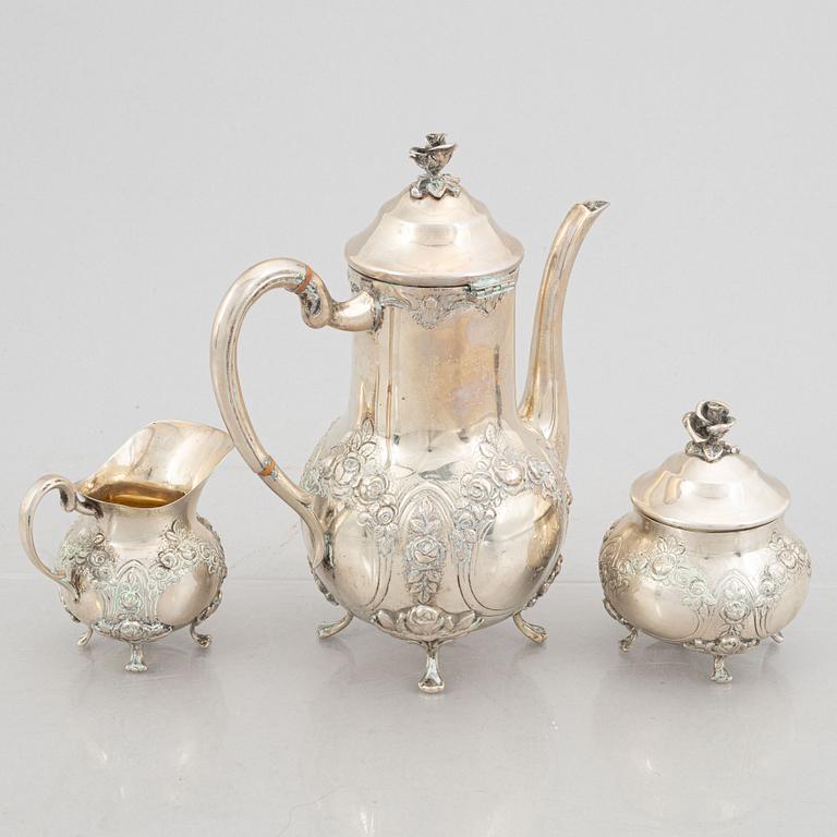 Kaffeservis, silver, 3 delar, svenska importstämplar, 1900-tal.