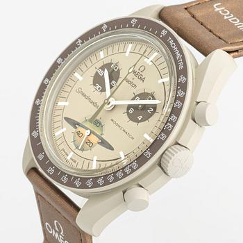 Swatch/Omega, MoonSwatch, Mission To Saturn, chronograph, wristwatch, 42 mm.