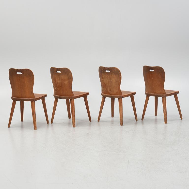 A set of four chairs, 1940's.