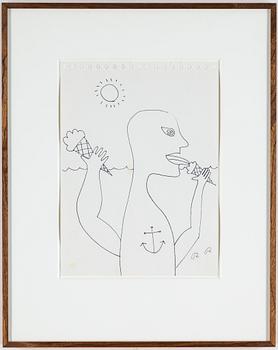 ROGER RISBERG, indian ink on paper, 1999, signed RR.