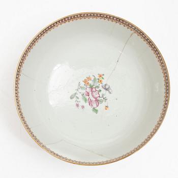 Three porcelain punch bowls, China, Qianlong (1736-95).