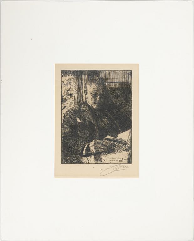 Anders Zorn, etsning, 1904, signerad med blyerts.