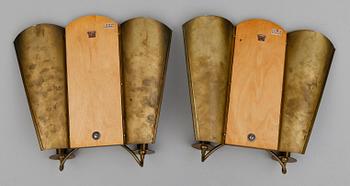 VÄGGLAMPETTER, 1 par, Mjölby Intarsia, 1940-tal.