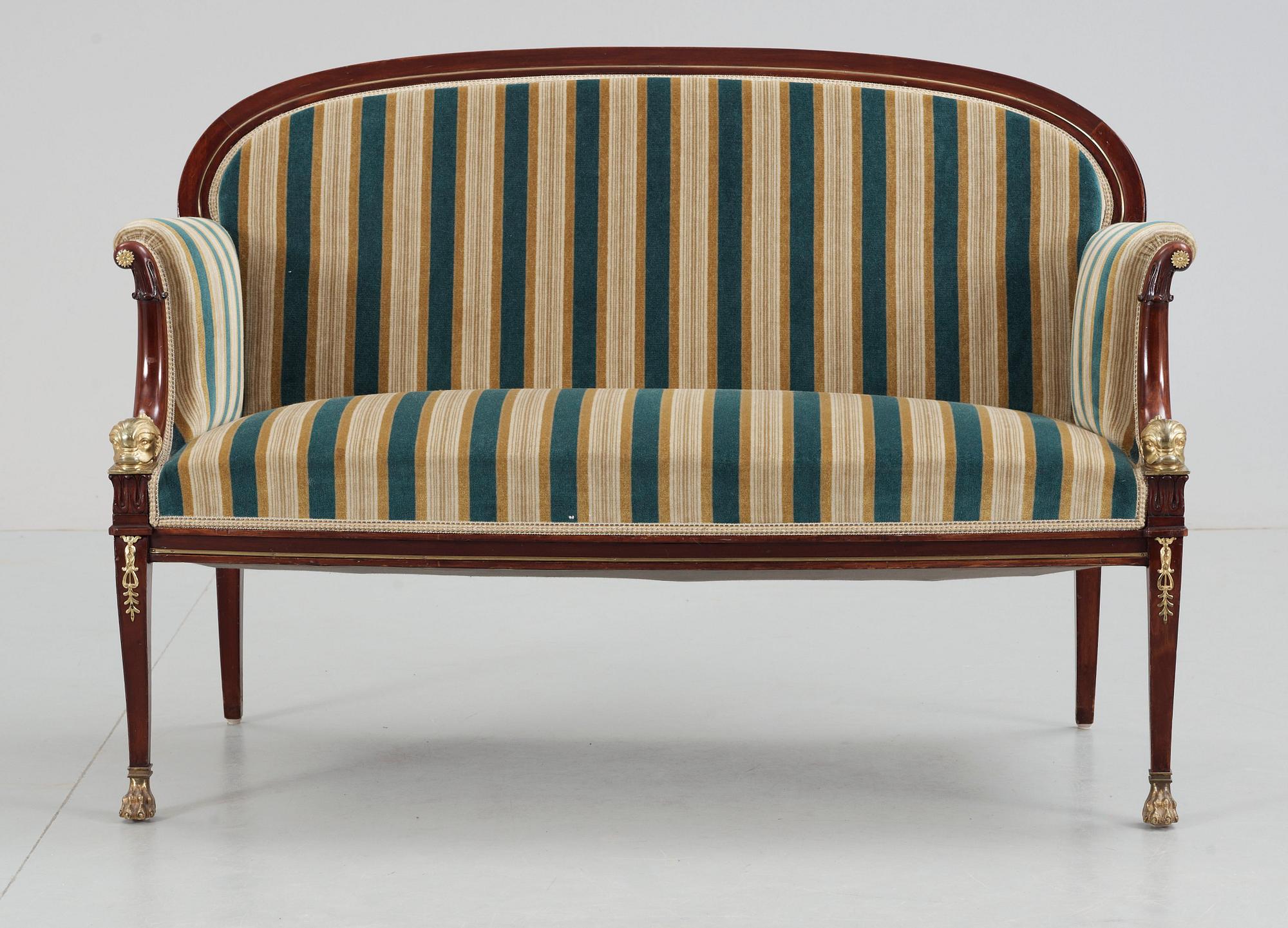 SOFFGRUPP, 8 delar, empire-stil, 1900-tal.