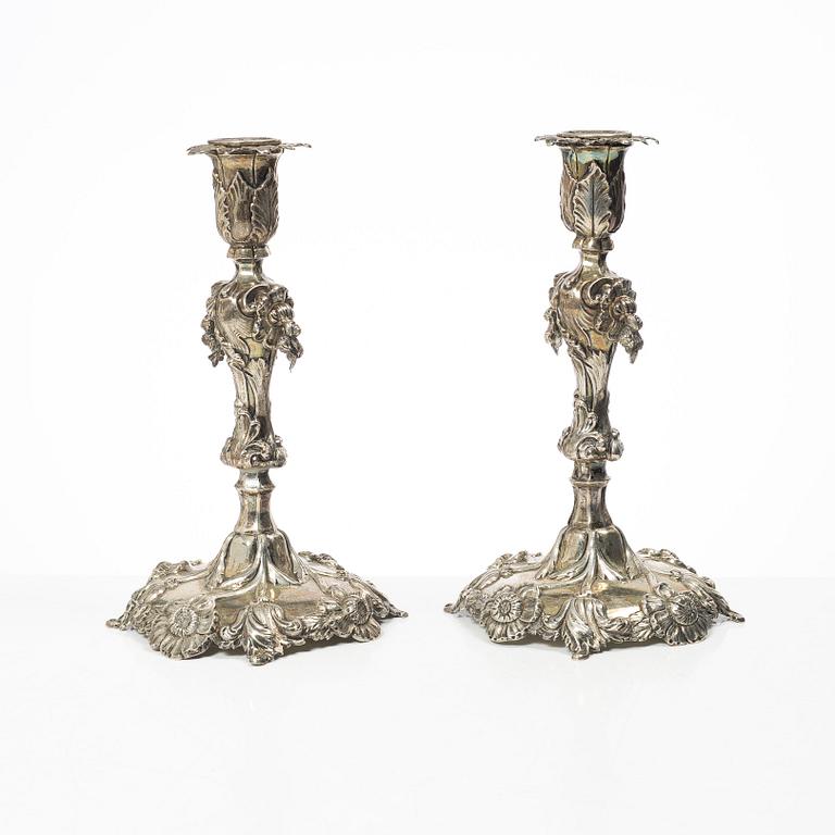Gustaf Möllenborg, a pair of silver candlesticks, Stockholm, Sweden, 1853.