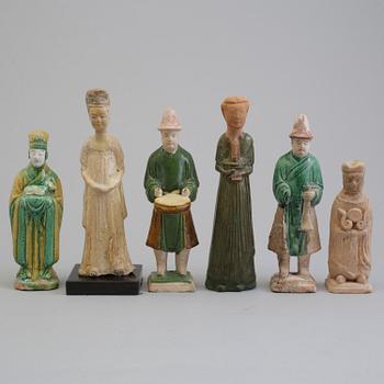 Eight earthenware figures, Ming dynasty.