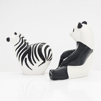 Lillemor Mannerheim, två figuriner, stengods, Arabia. Signerad Lillemor, 1980-tal.