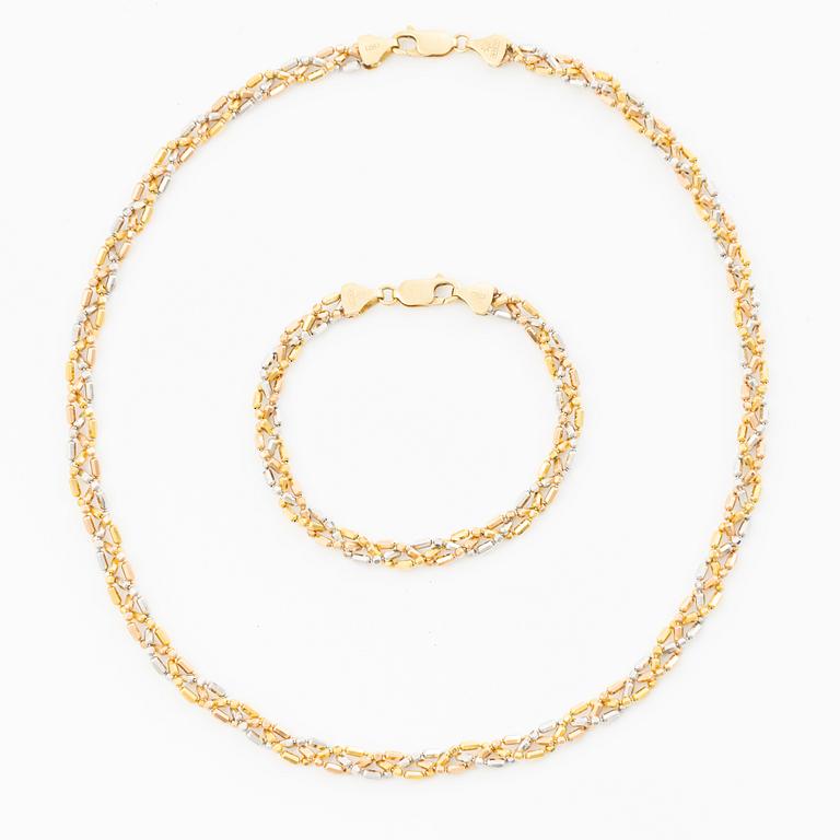 Necklace and bracelet in 18K gold and white gold.